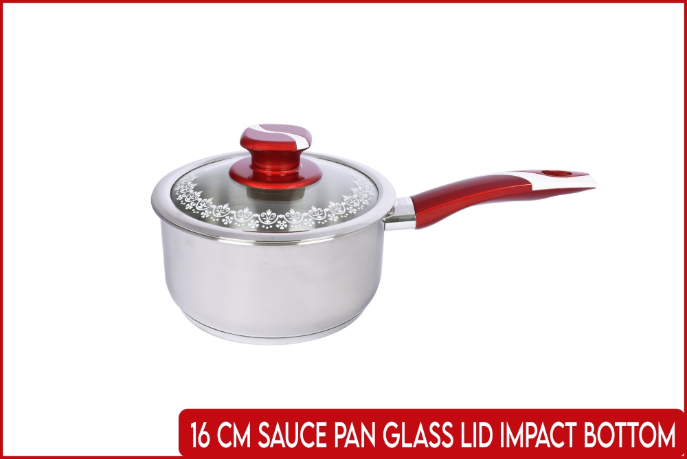 16 cm Sauce Pan Glass Lid Impact Bottom